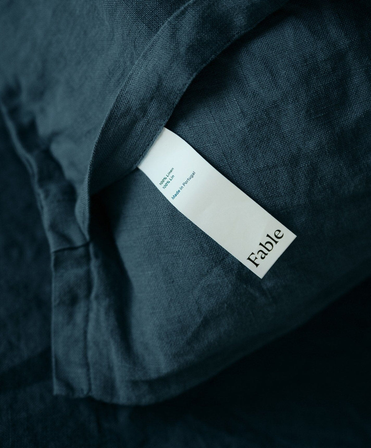 Linen Pillowcase Pair by Fable Home, shown in Storm Blue.