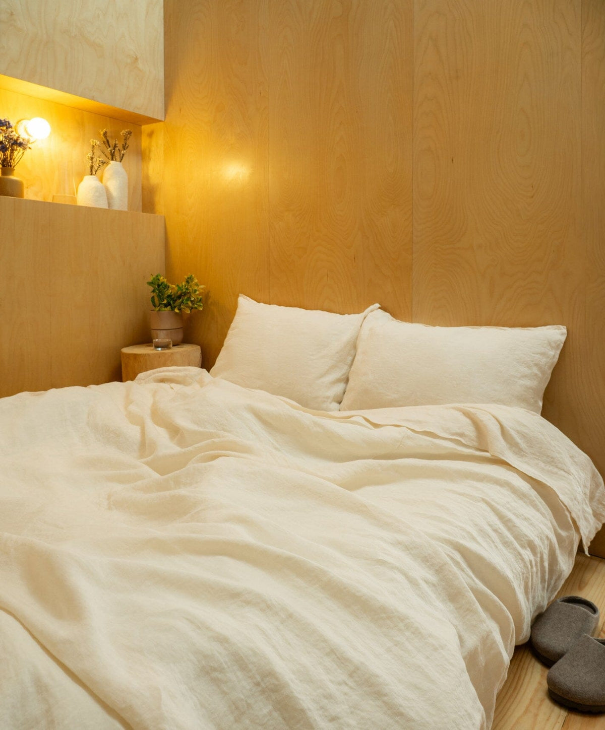 Linen Sheet Set by Fable Home, shown in Birch Sand.