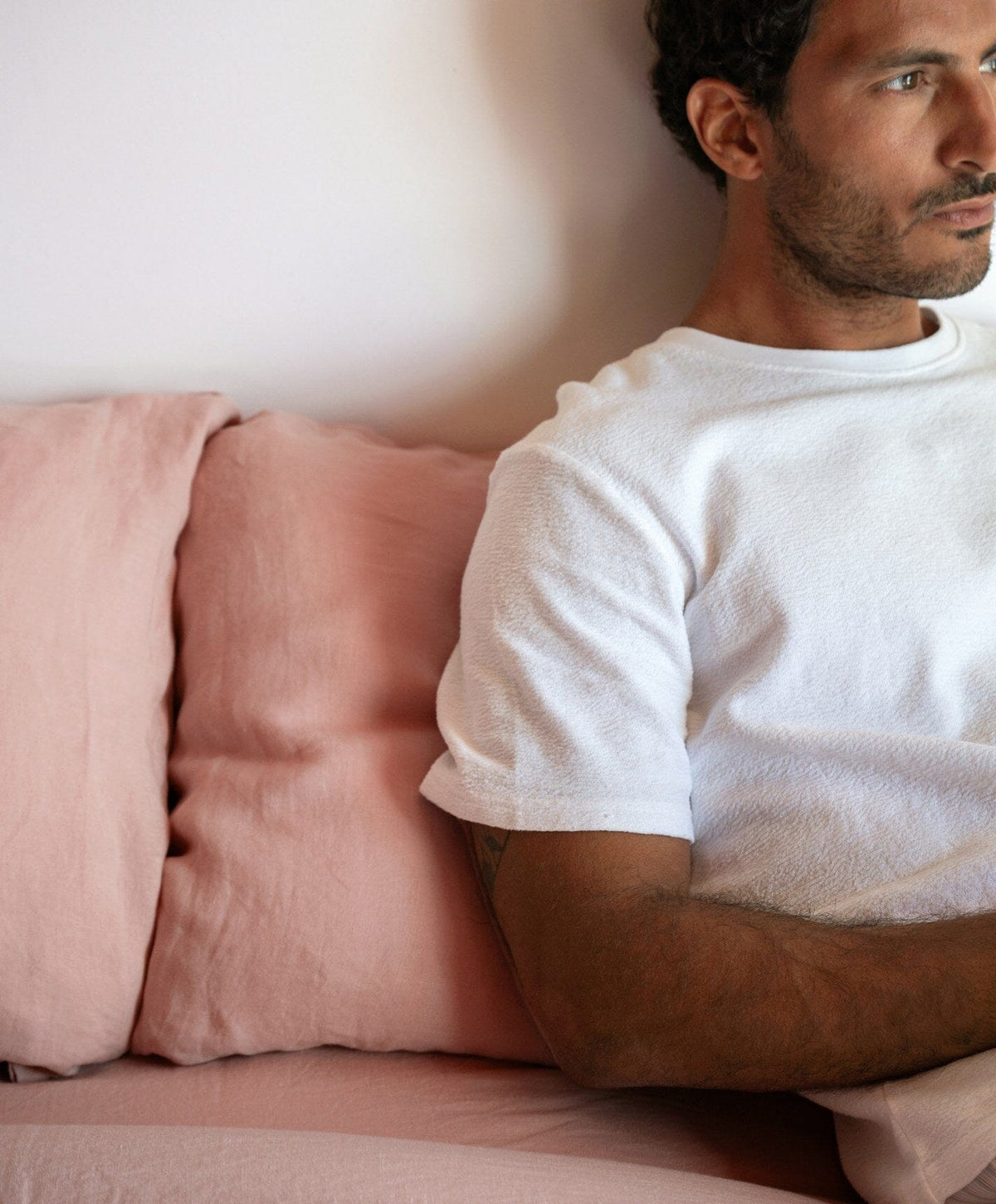 Linen Sheet Set by Fable Home, shown in Autumn Rose.
