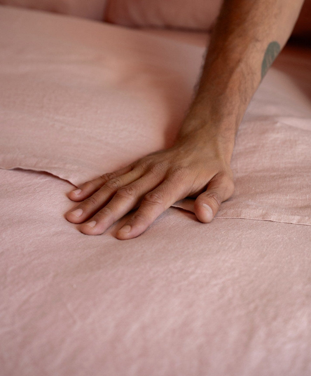 Linen Sheet Set by Fable Home, shown in Autumn Rose.