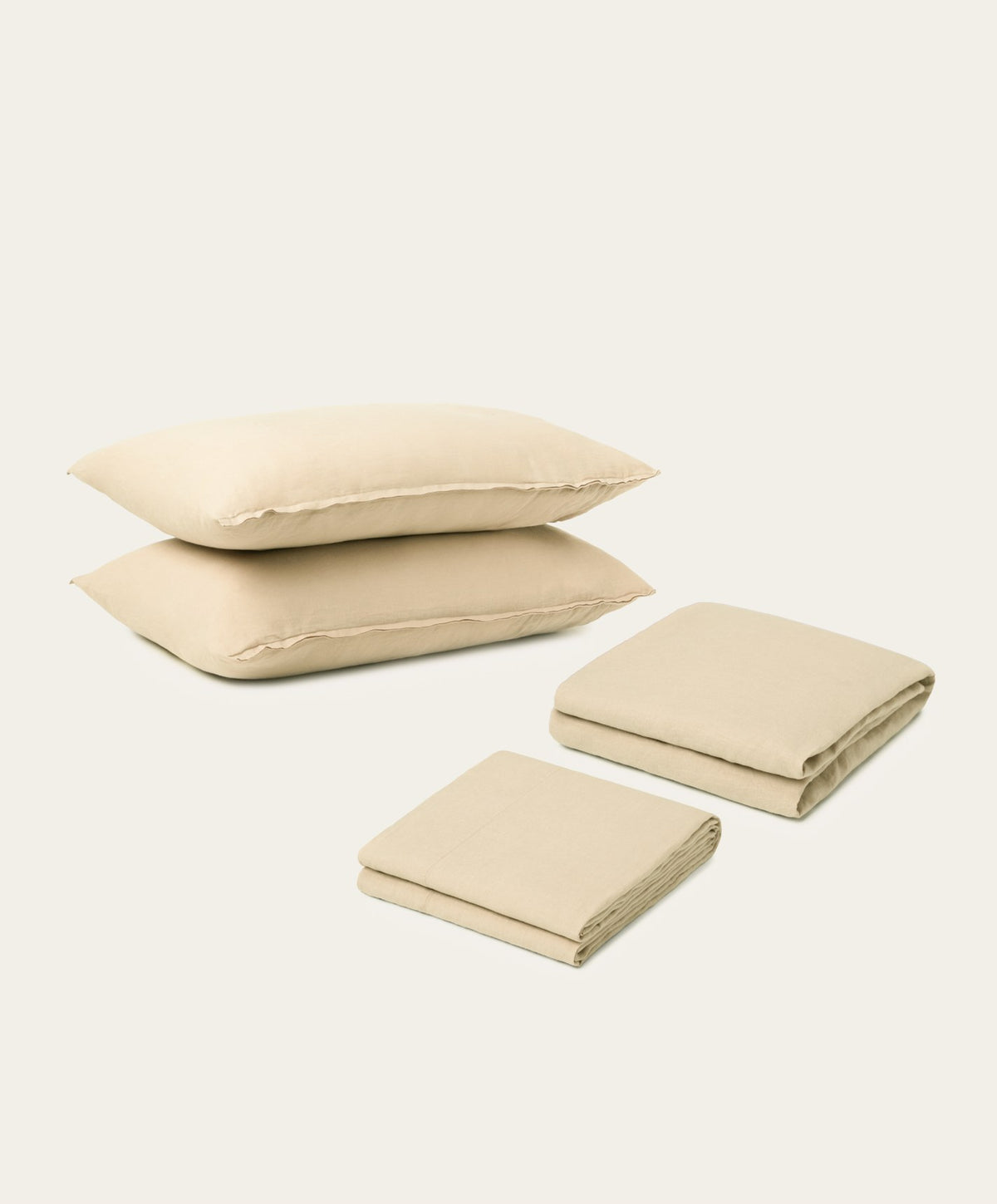 Linen Sheet Set by Fable Home, shown in Birch Sand.