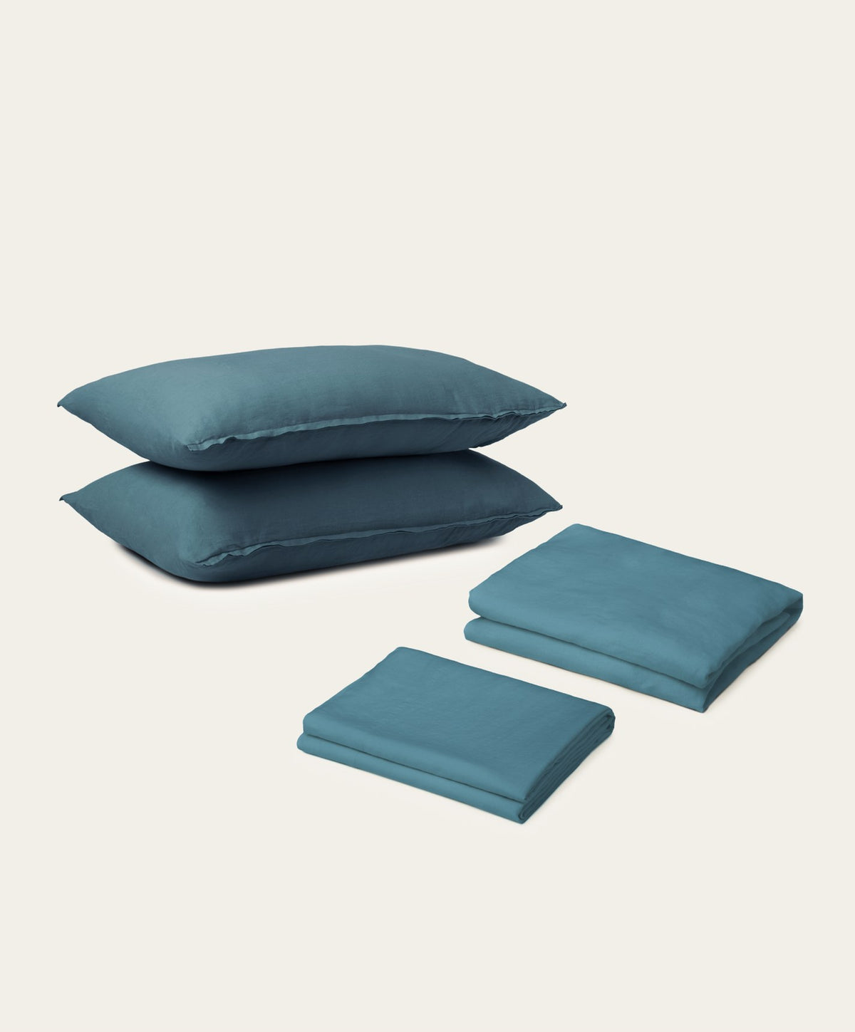 Linen Sheet Set by Fable Home, shown in Storm Blue.