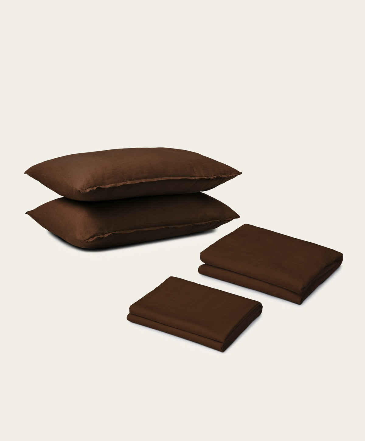 Linen Sheet Set by Fable Home, shown in Walnut Brown.