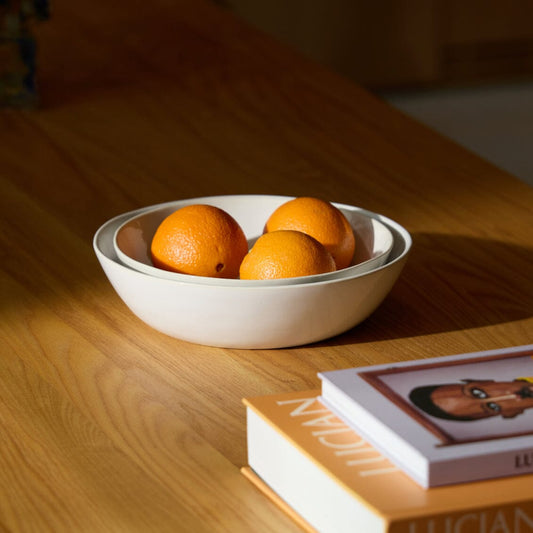 Low serving bowls serveware by Fable Home, featured in a pearlwhite color finish. – #pearlwhite