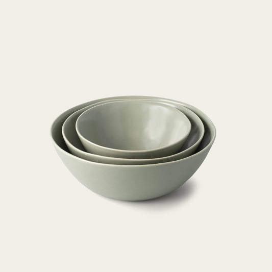 Nested serving bowls dinnerware by Fable Home, featured in a beachgrassgreen color finish. – #beachgrassgreen