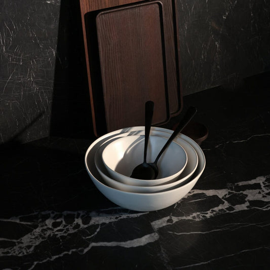 Nested serving bowls dinnerware by Fable Home, shown in a cloudwhite finish. – #cloudwhite