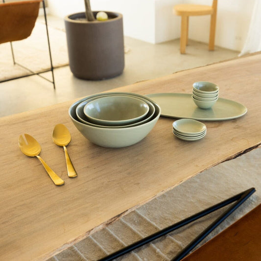 Nested serving bowls dinnerware by Fable Home, featured in a beachgrassgreen color finish. – #beachgrassgreen