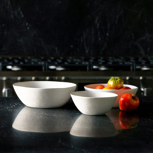 Nested serving bowls dinnerware by Fable Home, shown in a cloudwhite finish. – #cloudwhite
