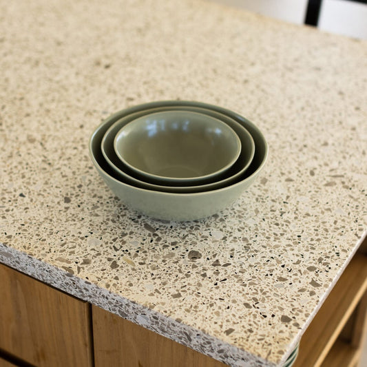 Nested serving bowls dinnerware by Fable Home, featured in a beachgrassgreen color finish. – #beachgrassgreen