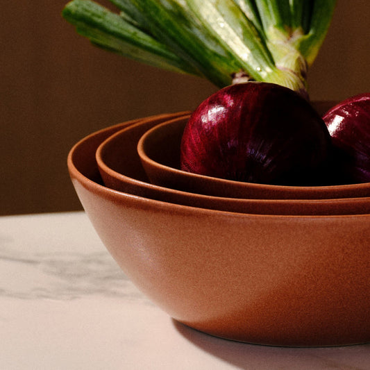Nested Serving Bowls by Fable Home, featured in a canyonclay color finish. – #canyonclay