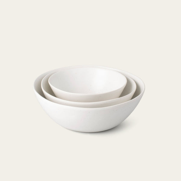 Nested serving bowls dinnerware by Fable Home, featured in a speckledwhite color finish. – #speckledwhite