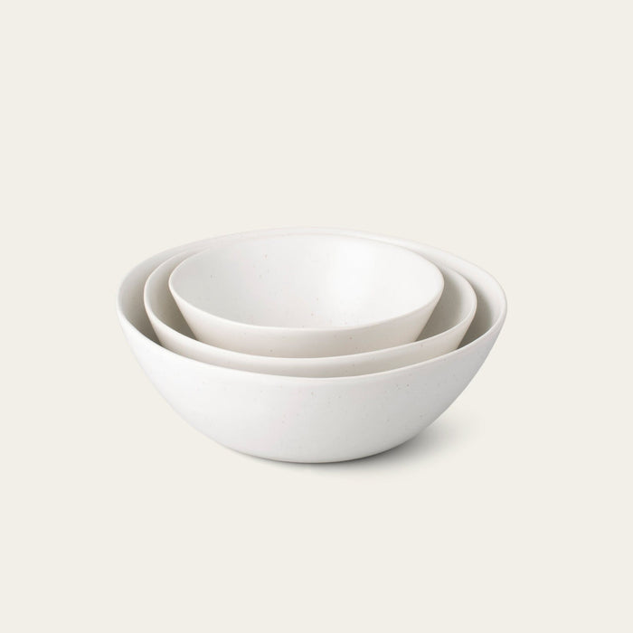 Nested serving bowls dinnerware by Fable Home, featured in a speckledwhite color finish. – #speckledwhite