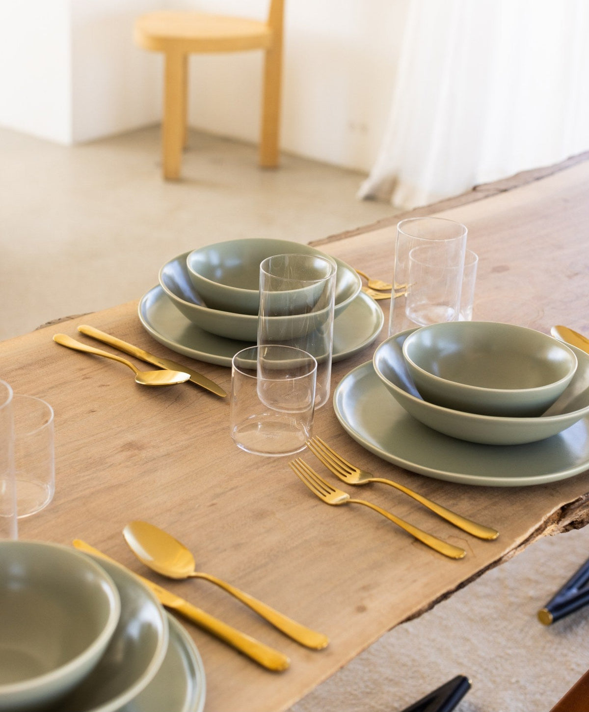 Dinnerware Set by Fable Home, shown in Beachgrass Green.