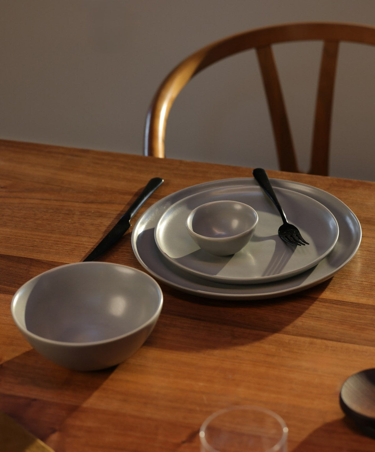 Dinnerware Set by Fable Home, shown in Dove Gray.