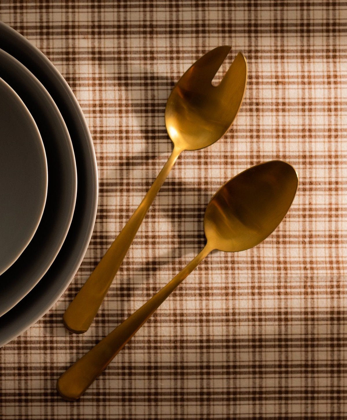 Serving Spoons by Fable Home, shown in Matte Gold.
