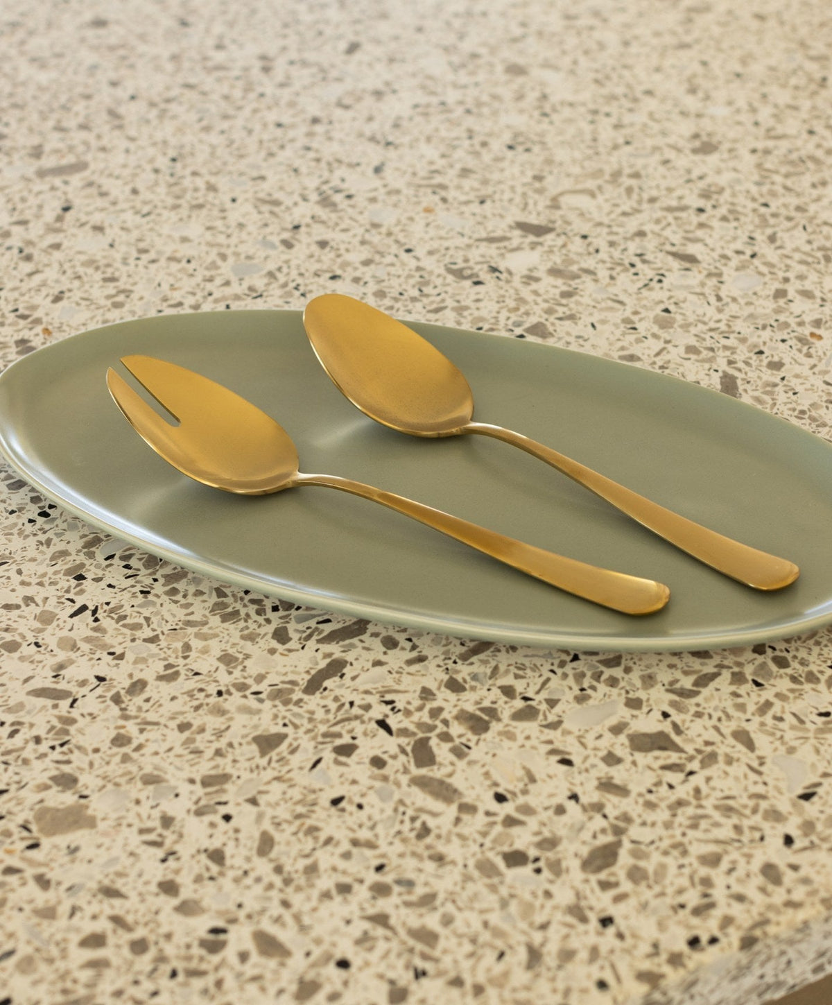Serving Spoons by Fable Home, shown in Matte Gold.
