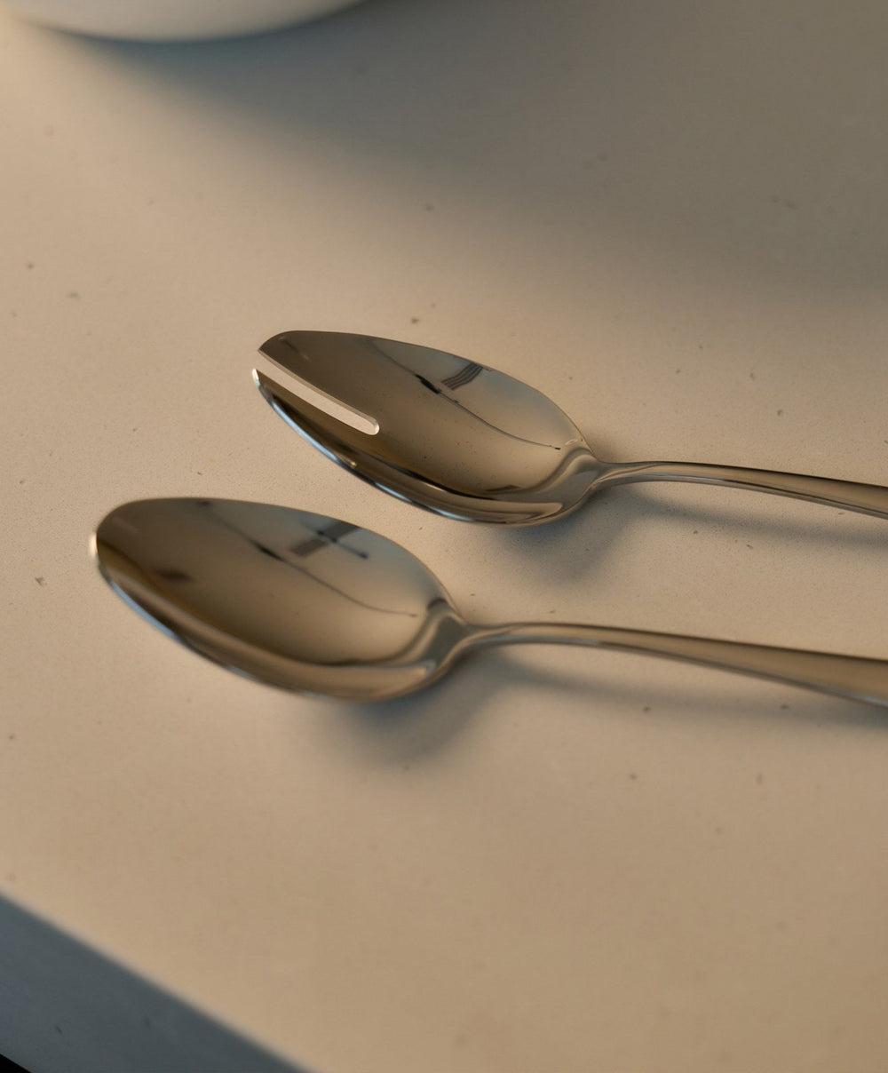 Serving Spoons by Fable Home, shown in Polished Silver.