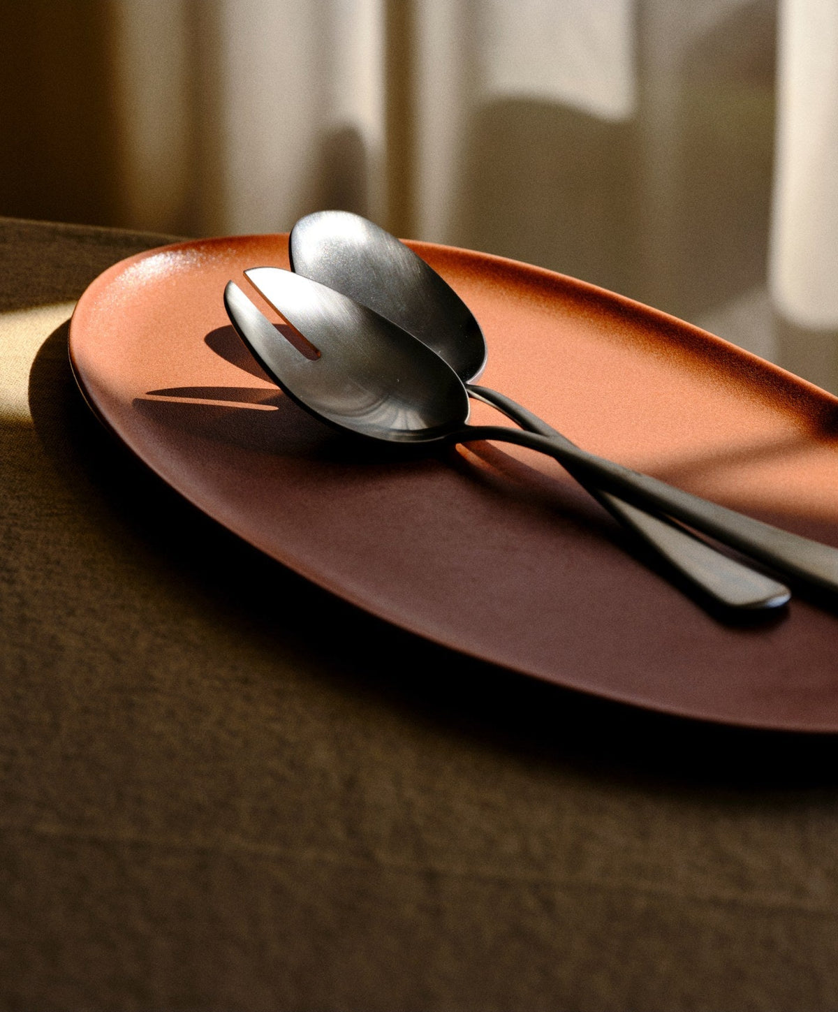 Oval Serving Platter by Fable Home, shown in Canyon Clay.
