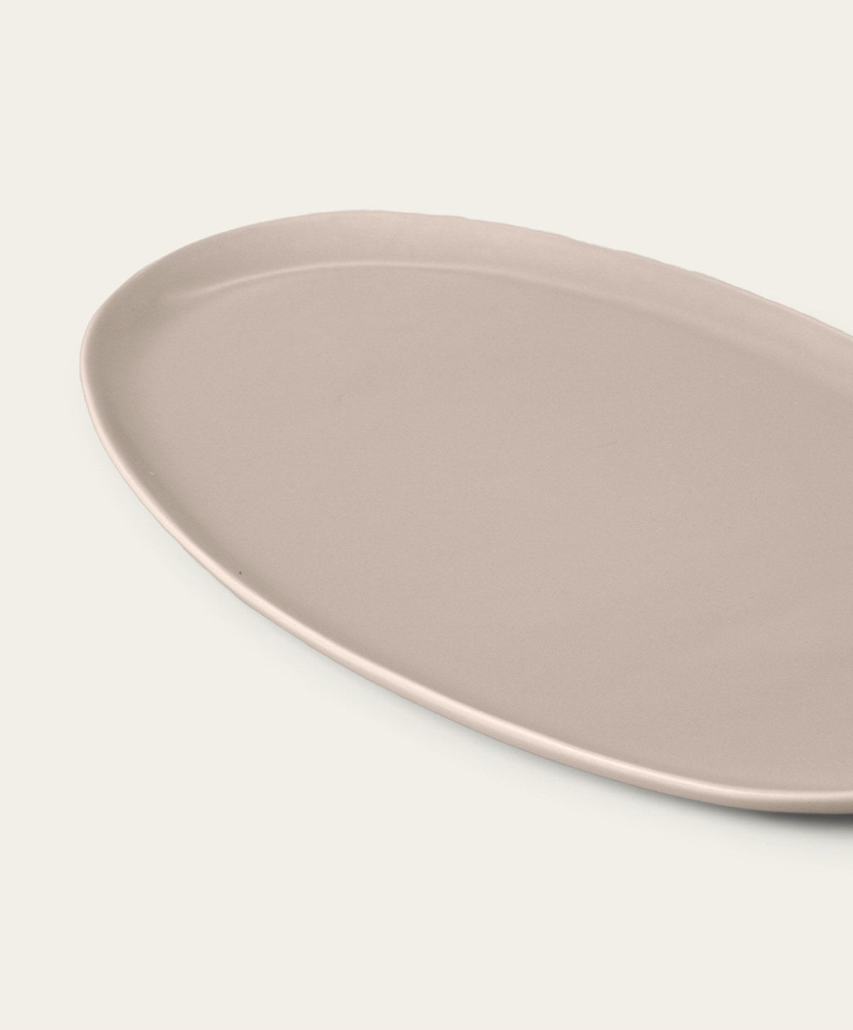 Oval Serving Platter by Fable Home, shown in Desert Taupe.
