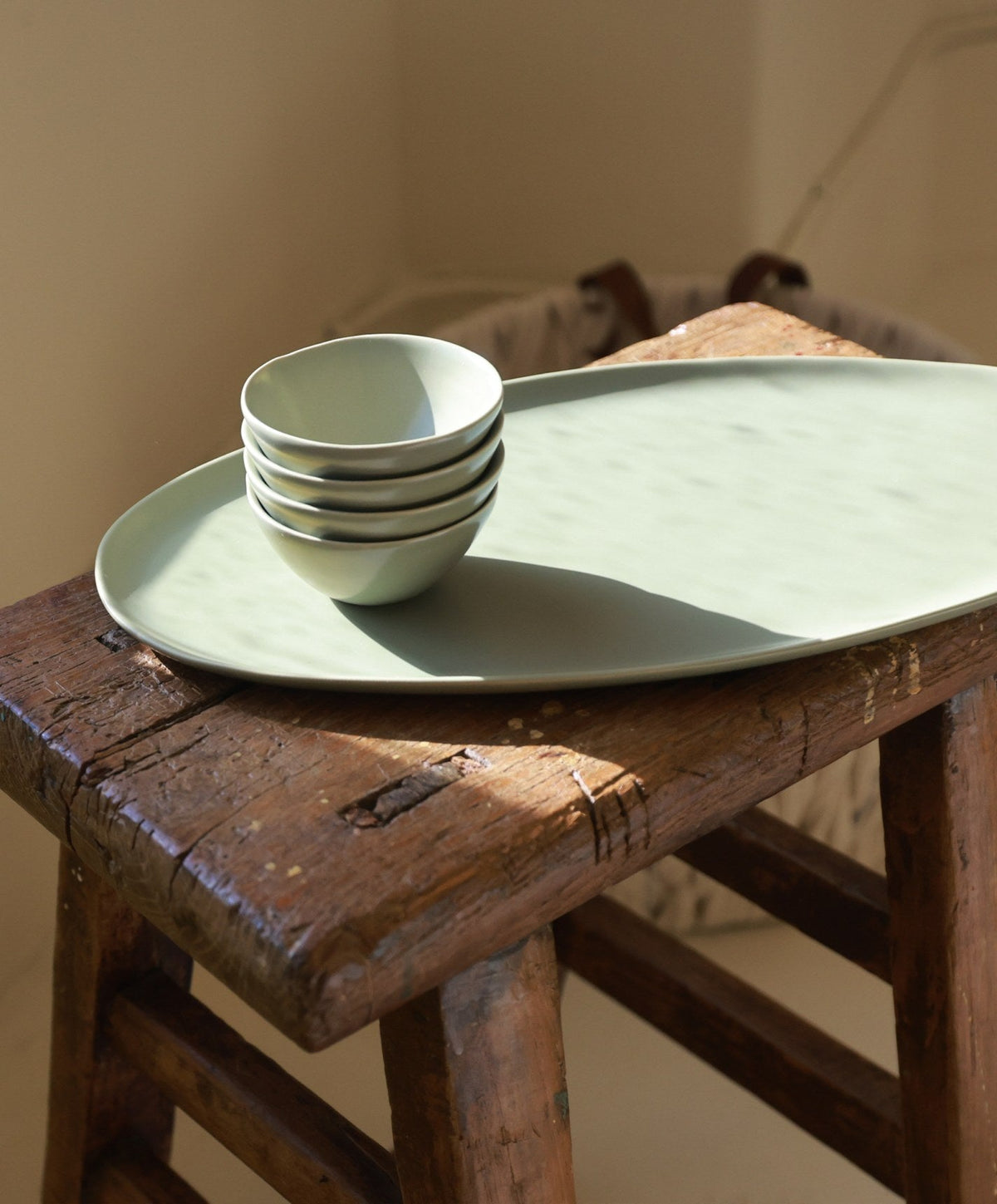 Oval Serving Platter by Fable Home, shown in Beachgrass Green.