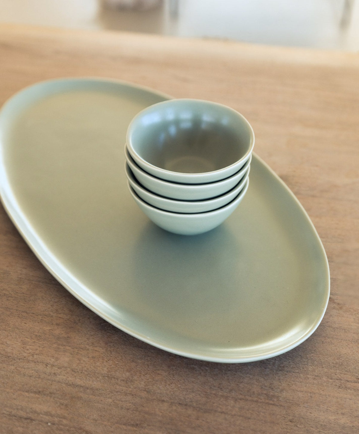 Oval Serving Platter by Fable Home, shown in Beachgrass Green.