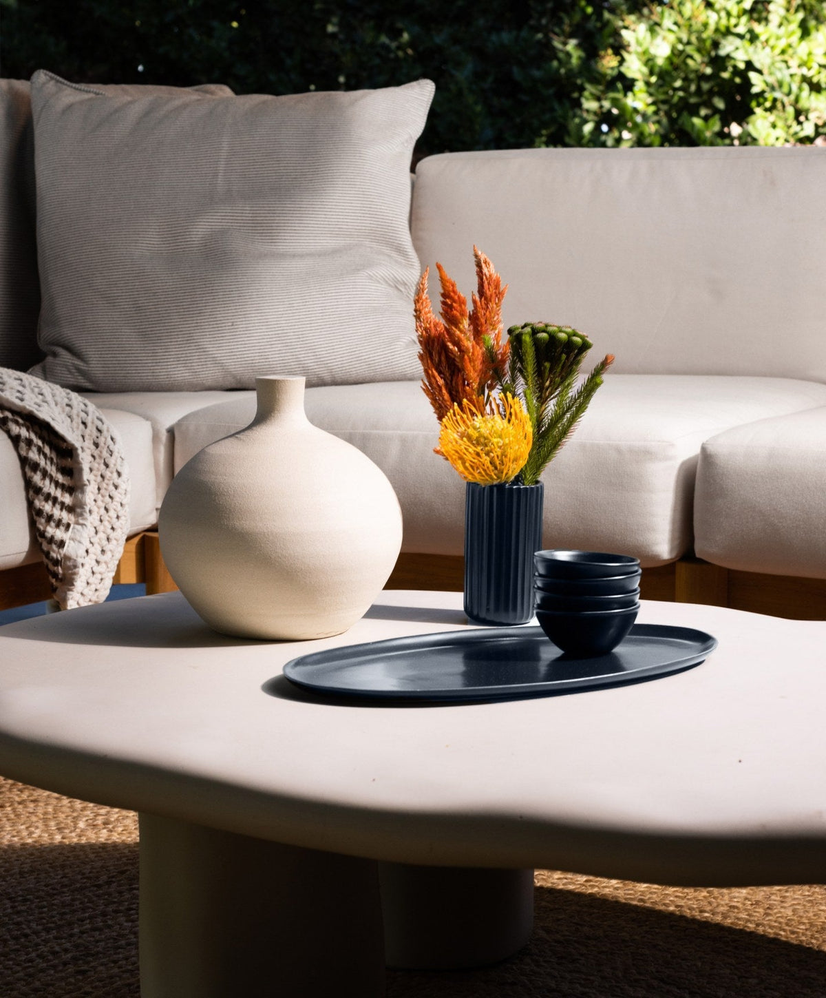 Oval Serving Platter by Fable Home, shown in Midnight Blue.