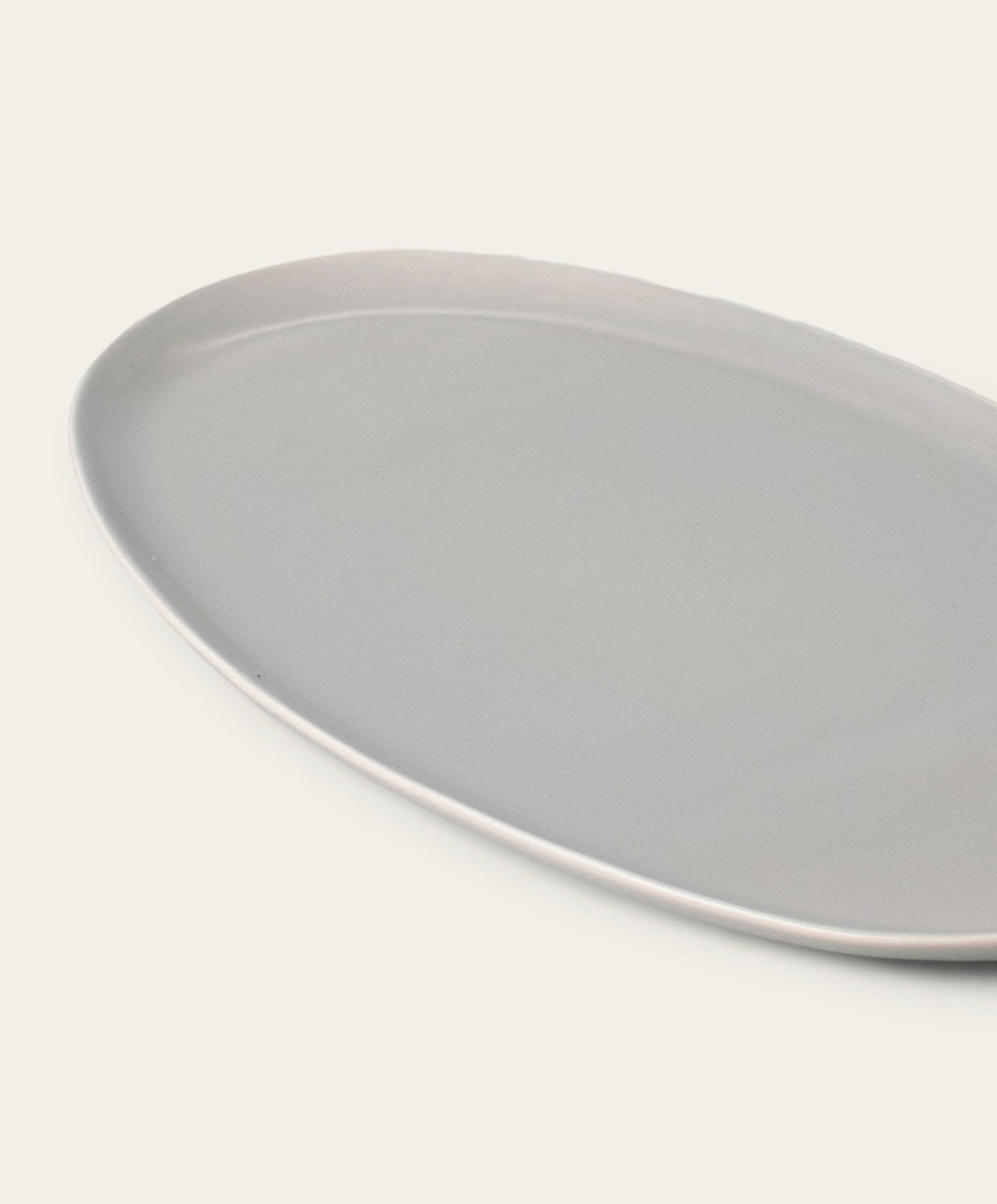 Oval Serving Platter by Fable Home, shown in Dove Gray.