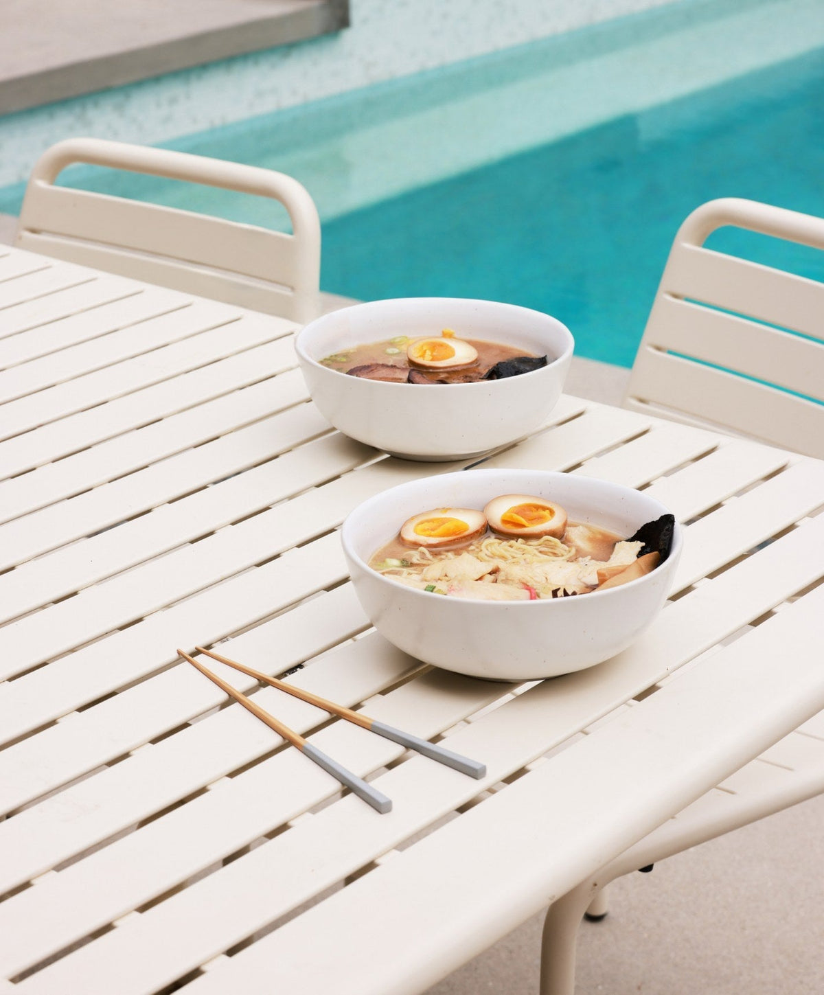 Ramen Bowls by Fable Home, shown in Speckled White and Pearl White.