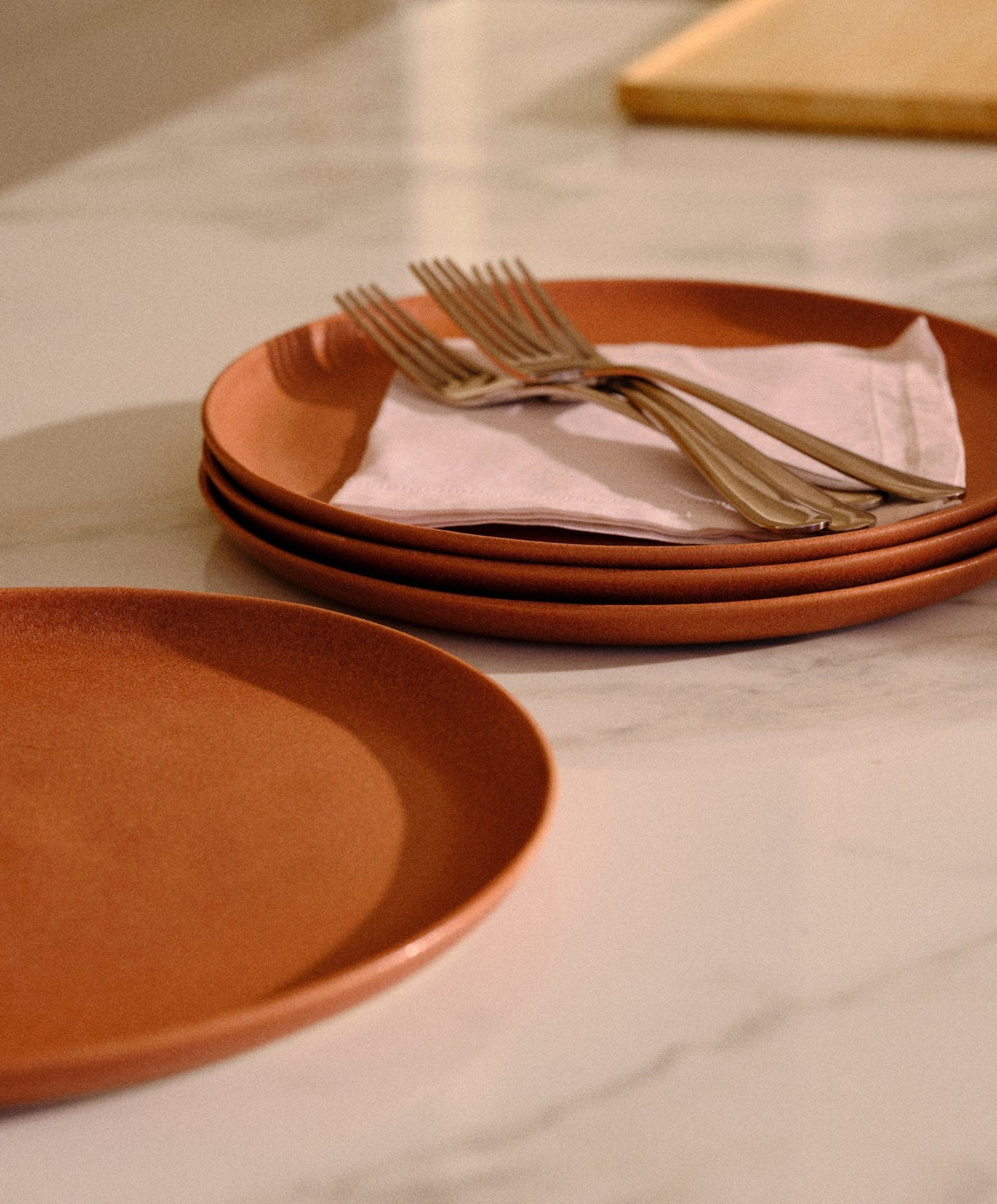 Salad Plates by Fable Home, shown in Canyon Clay.