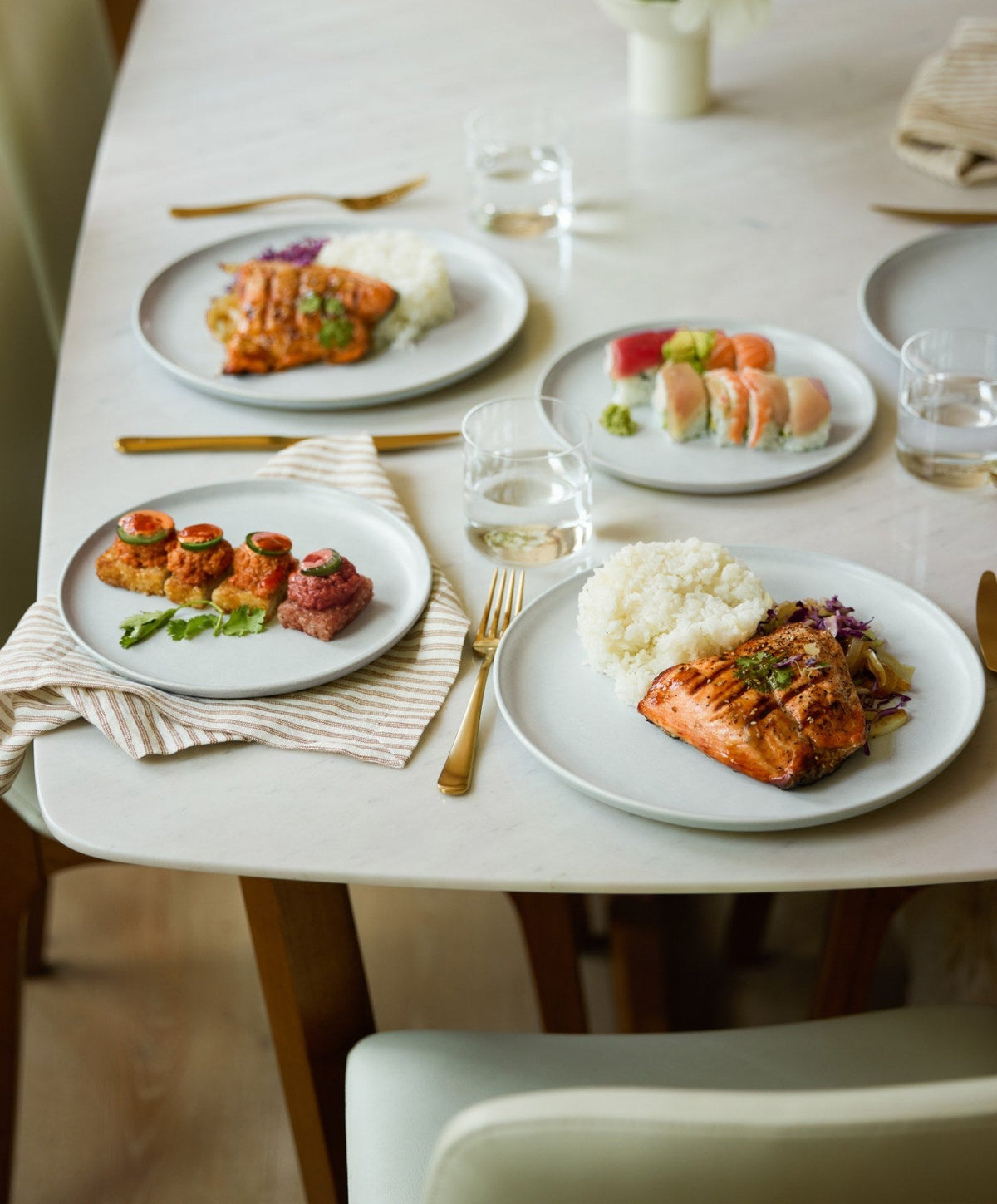 Salad Plates by Fable Home, shown in Stone Blue.