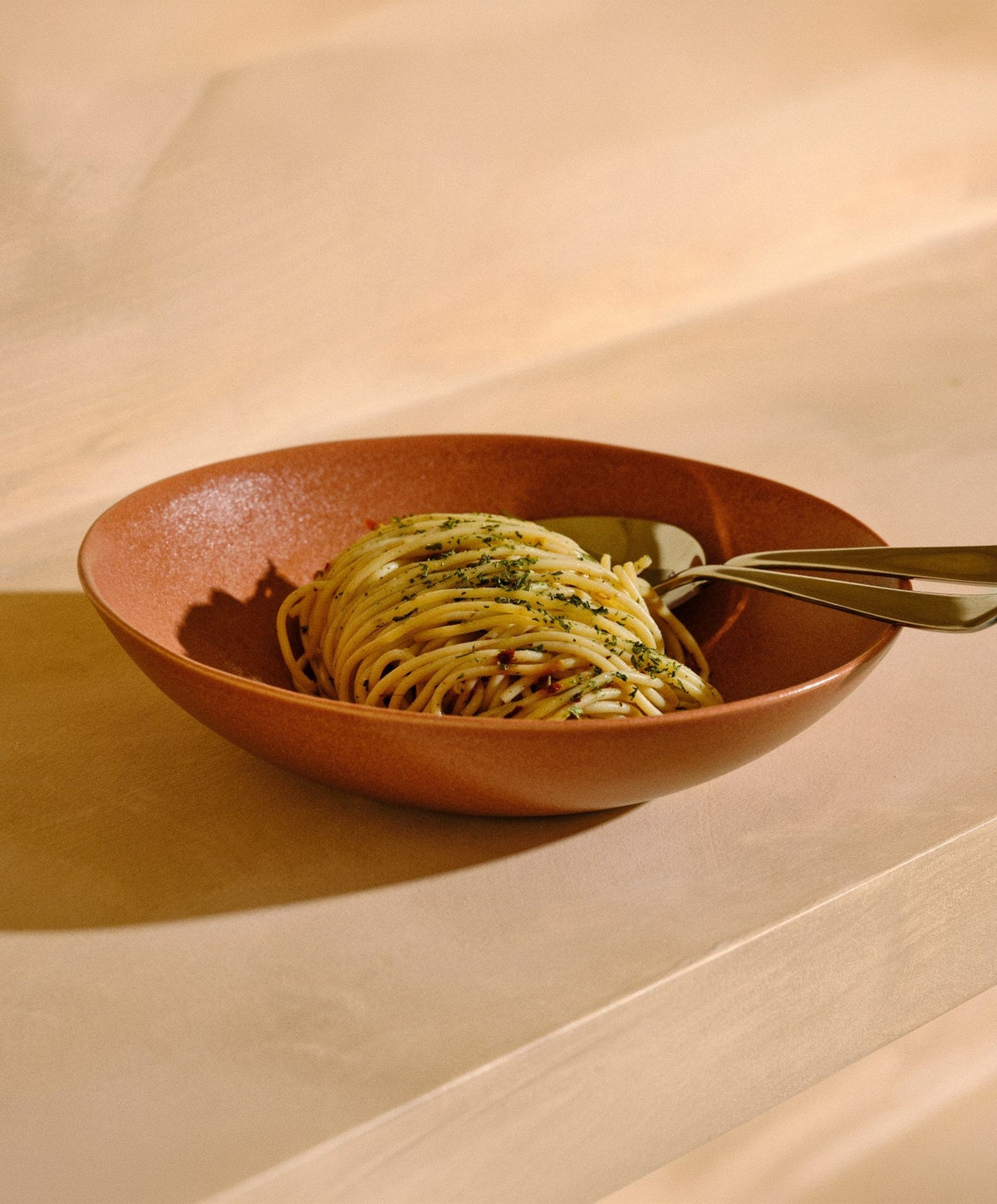 Pasta Bowls by Fable Home, shown in Canyon Clay.