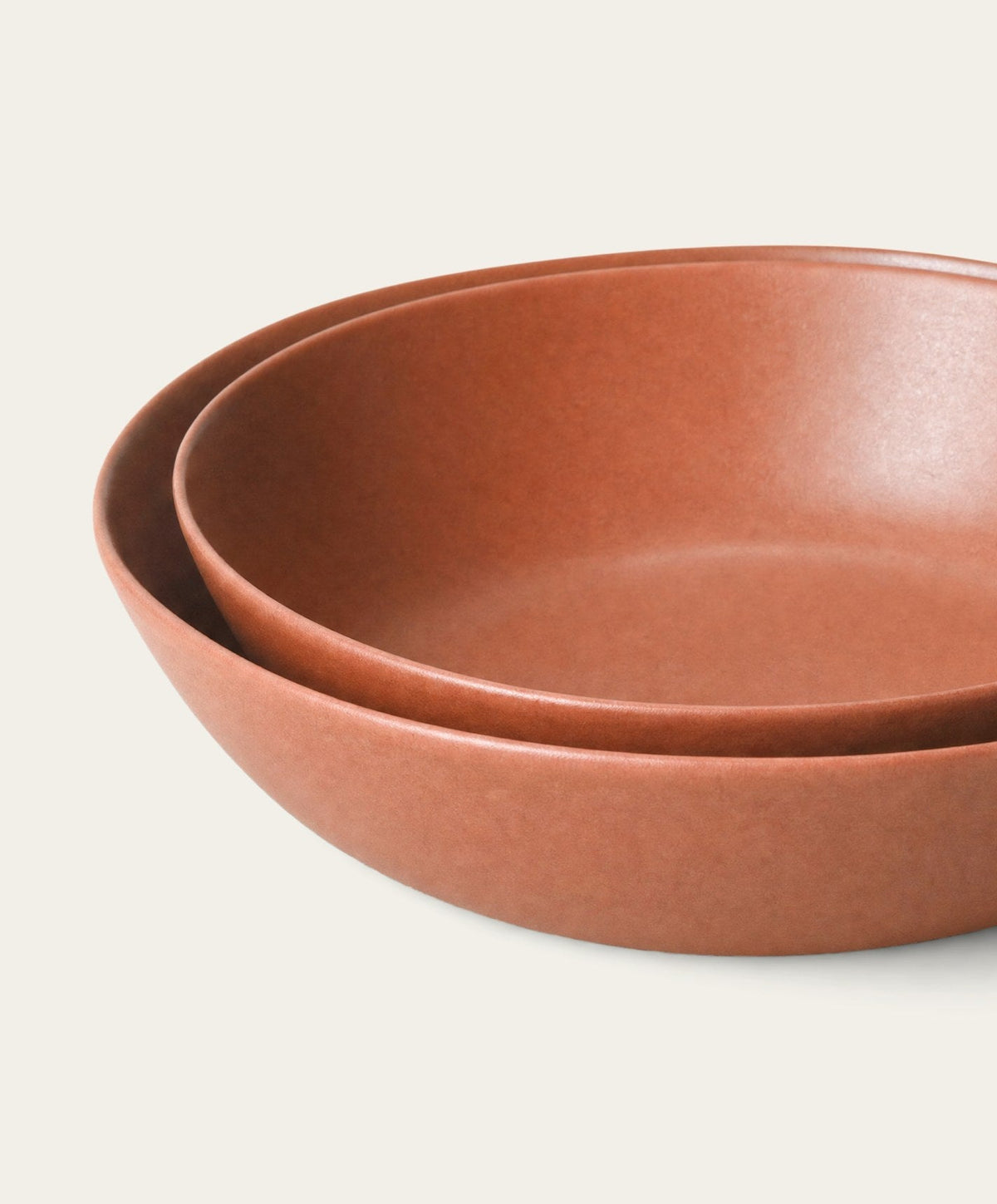 Low Serving Bowls by Fable Home, shown in Canyon Clay.