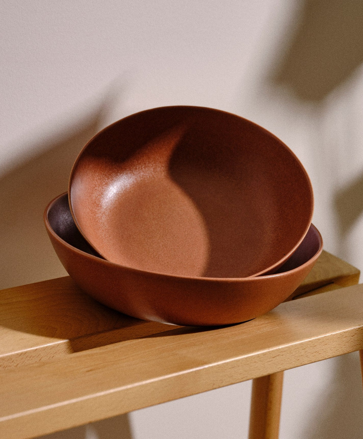 Low Serving Bowls by Fable Home, shown in Canyon Clay.