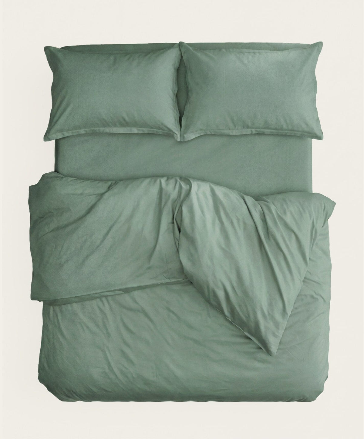 Percale Complete Bed Set by Fable Home, shown in Juniper Green.