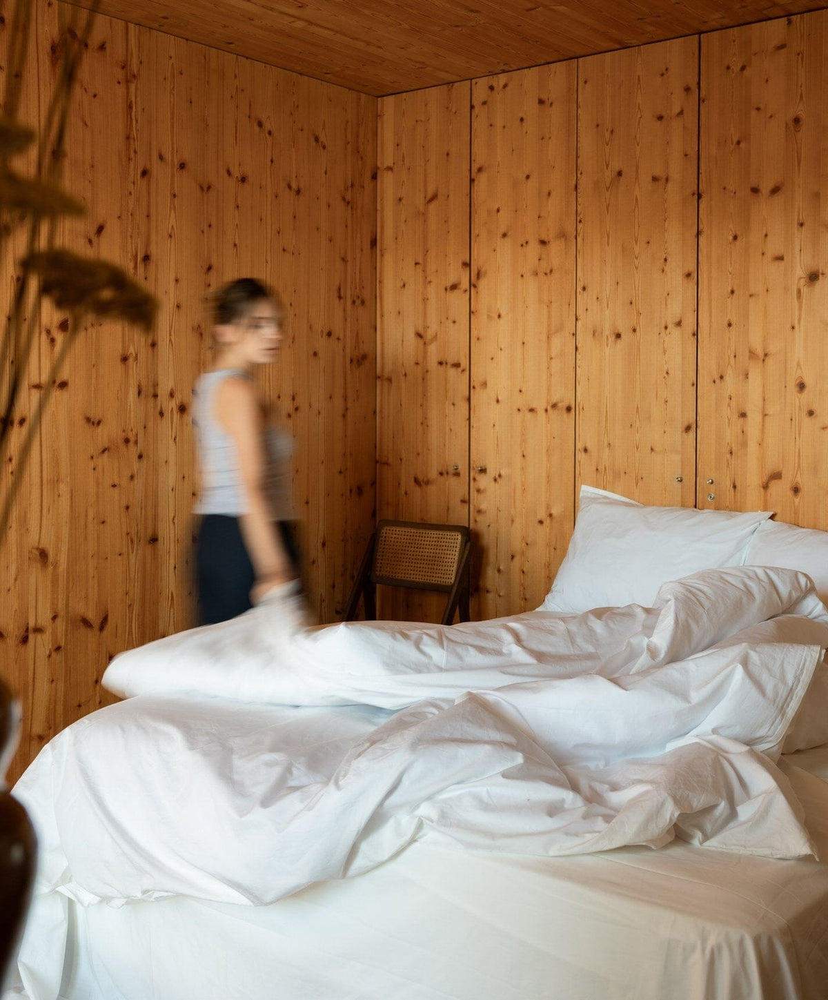 Percale Duvet Cover by Fable Home, shown in Shell White.