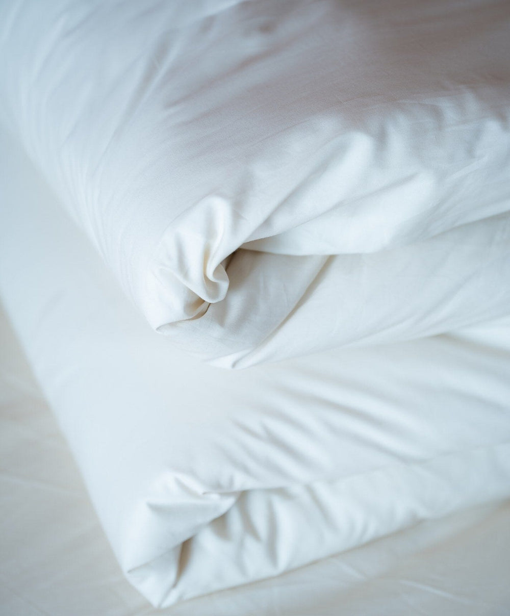 Percale Duvet Cover by Fable Home, shown in Shell White.