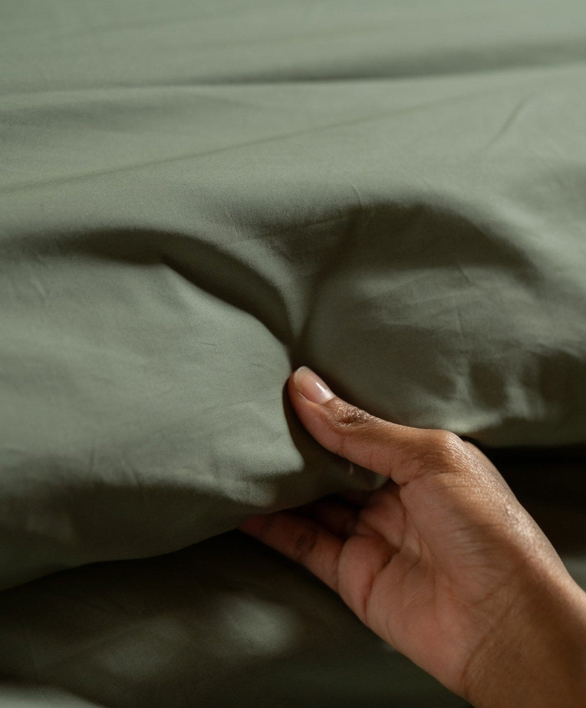 Percale Duvet Cover by Fable Home, shown in Juniper Green.