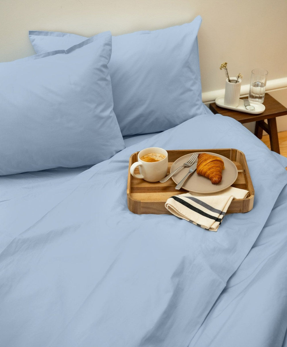 Percale Duvet Cover by Fable Home, shown in Meadow Blue.