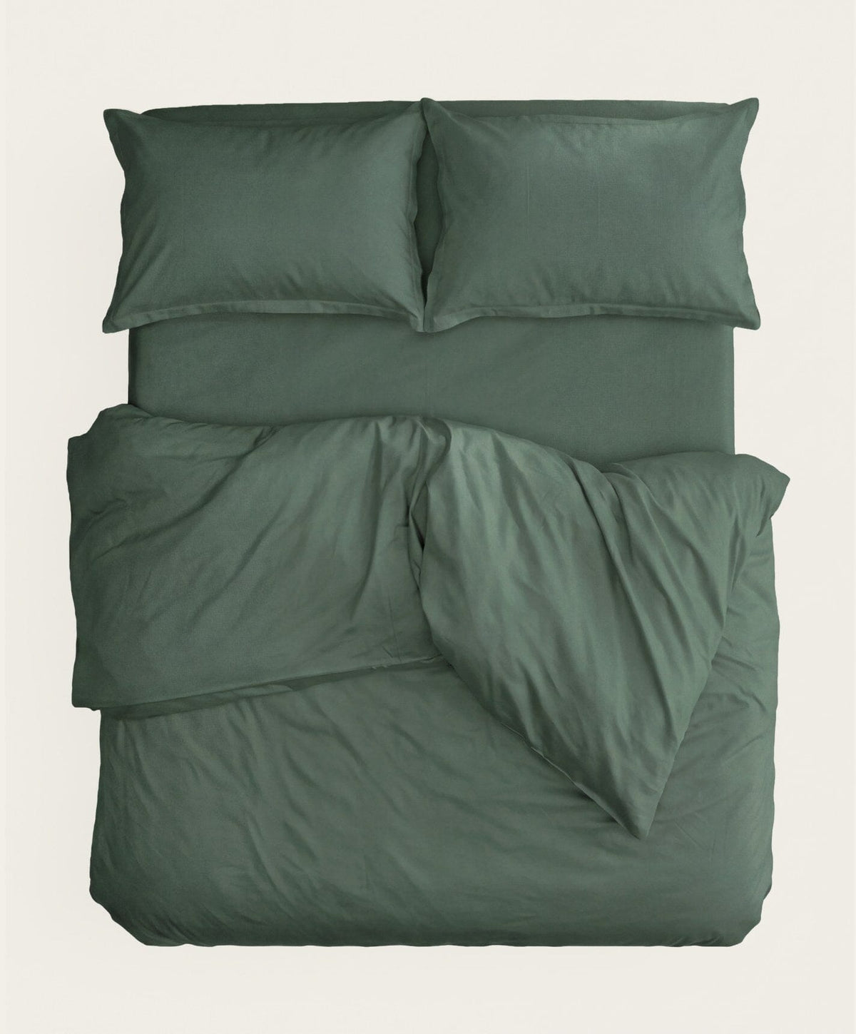 Percale Duvet Cover by Fable Home, shown in Juniper Green.