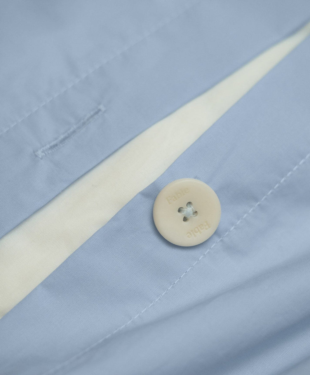 Percale Duvet Set by Fable Home, shown in Meadow Blue.