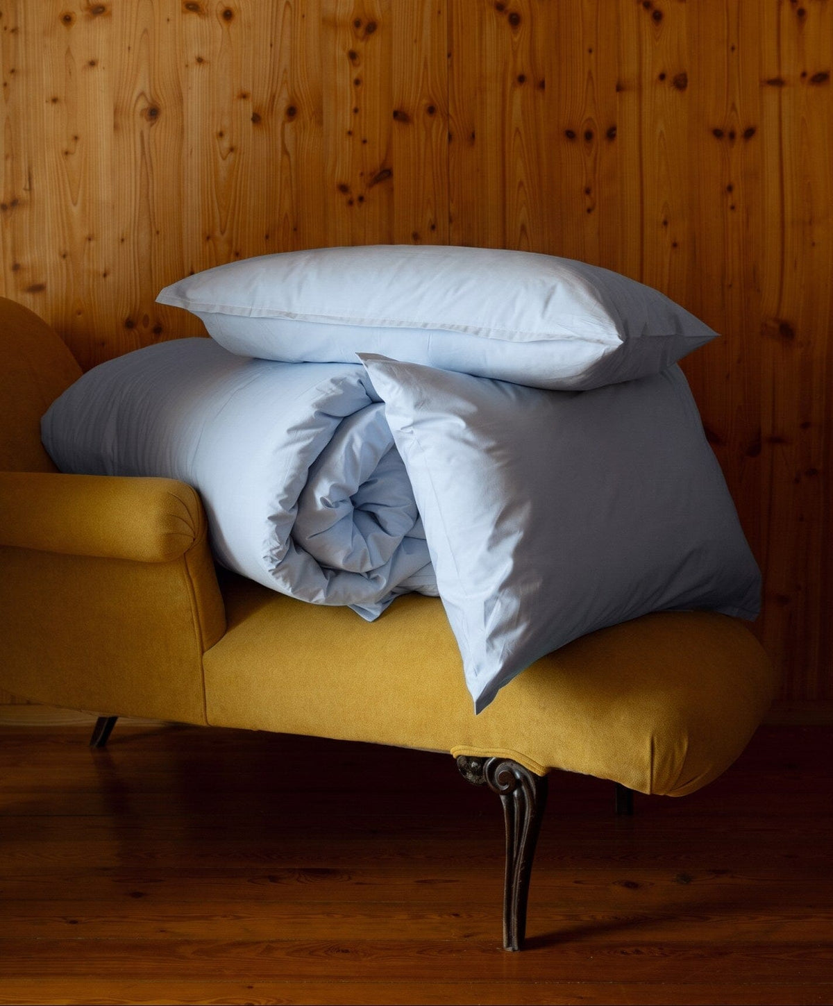 Percale Duvet Set by Fable Home, shown in Meadow Blue.