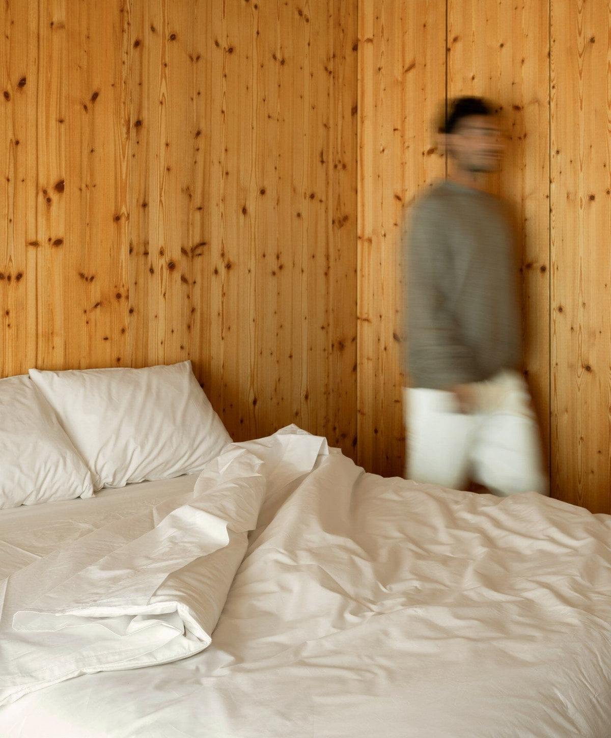 Percale Sheet Set by Fable Home, shown in Birch Sand.