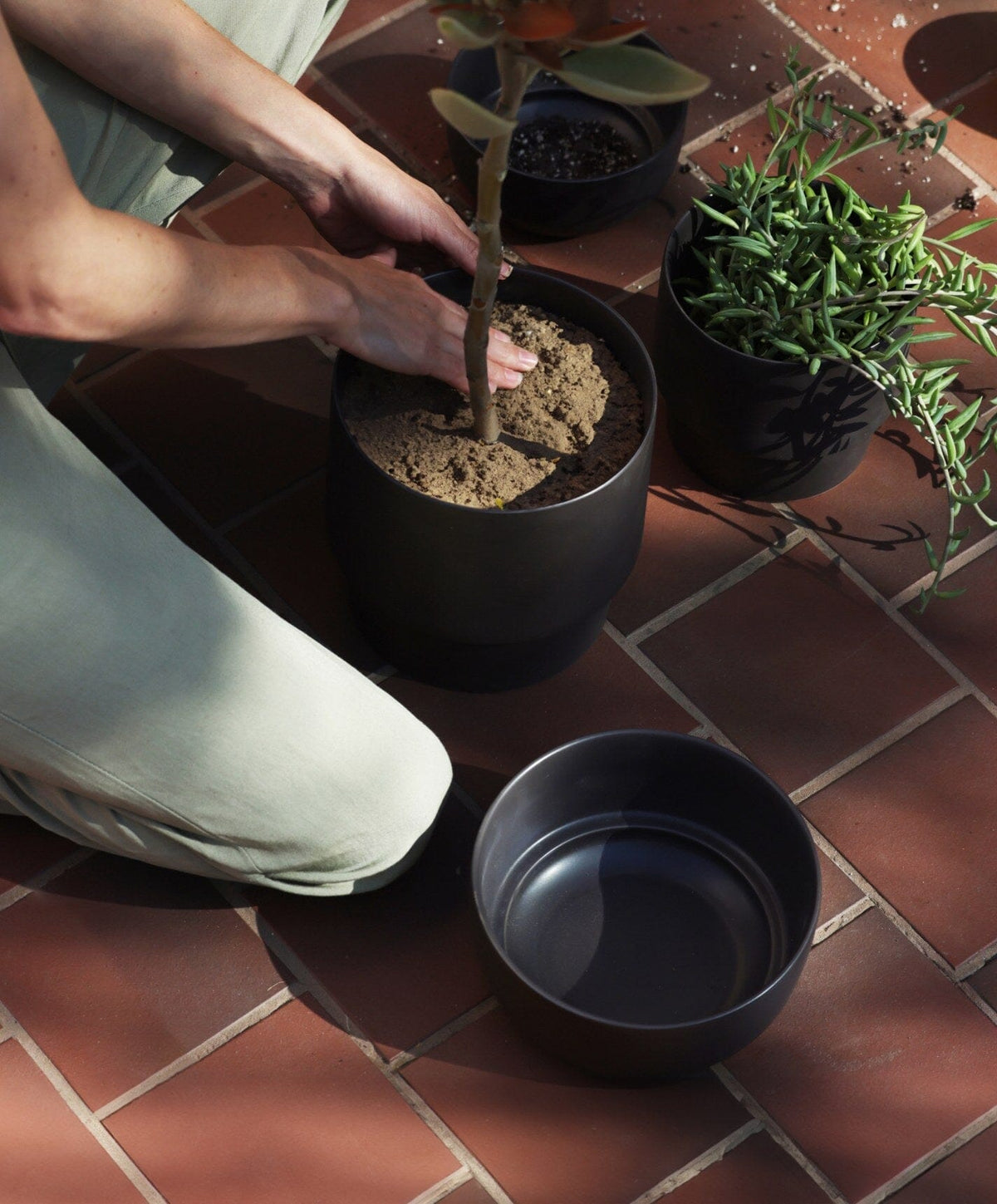 Planter Set by Fable Home, shown in Granite Gray.