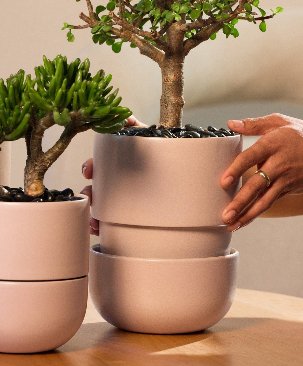 Planter Set by Fable Home, shown in Shoreline Sand.