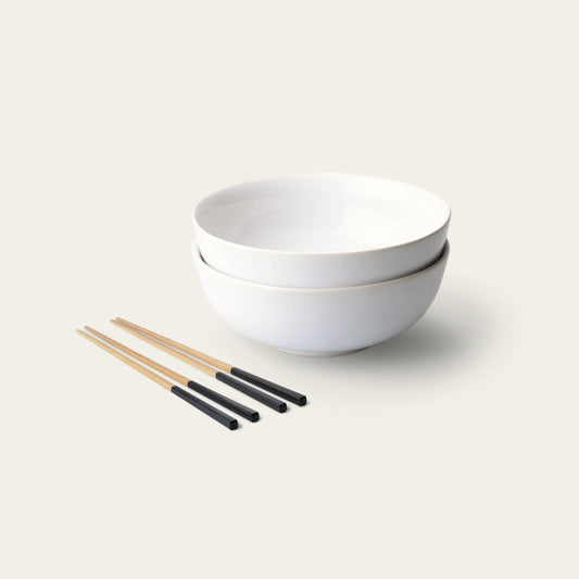 Ramen set bundles by Fable Home, featured in a pearlwhite/ashblack color finish. – #pearlwhite/ashblack