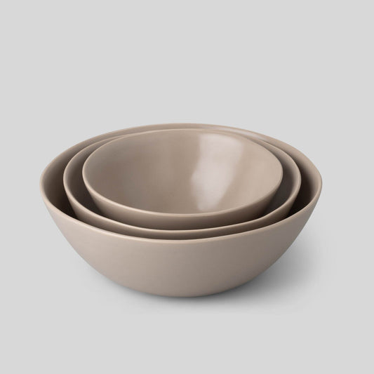 Single Nested Serving Bowls Dinnerware Admin Small Desert Taupe 