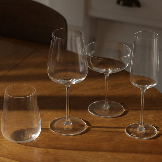 Stemless wine glasses pro glassware by Fable Home, featured in a clear color finish. – #clear